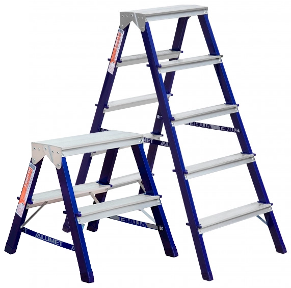 Стремянка двухсторонняя стальная 150 кг, 2.55 м, 2х2 ст. (сер. 202/8202)