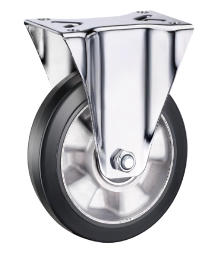 FCDL 63 - Большегрузное колесо с алюминиевым ободом 150 мм (неповорот., площадка, черная резина, шарикоподш.)