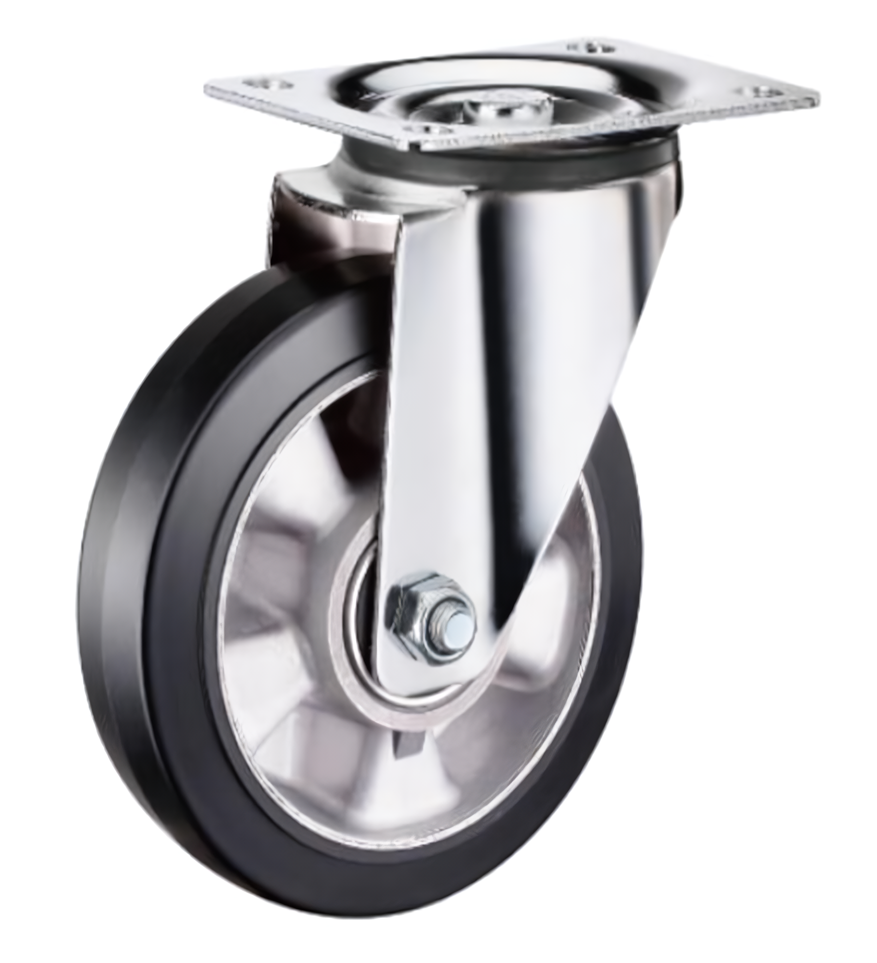 SCDL 80 - Большегрузное колесо с алюминиевым ободом 200 мм (поворот., площадка, черная резина, шарикоподш.)